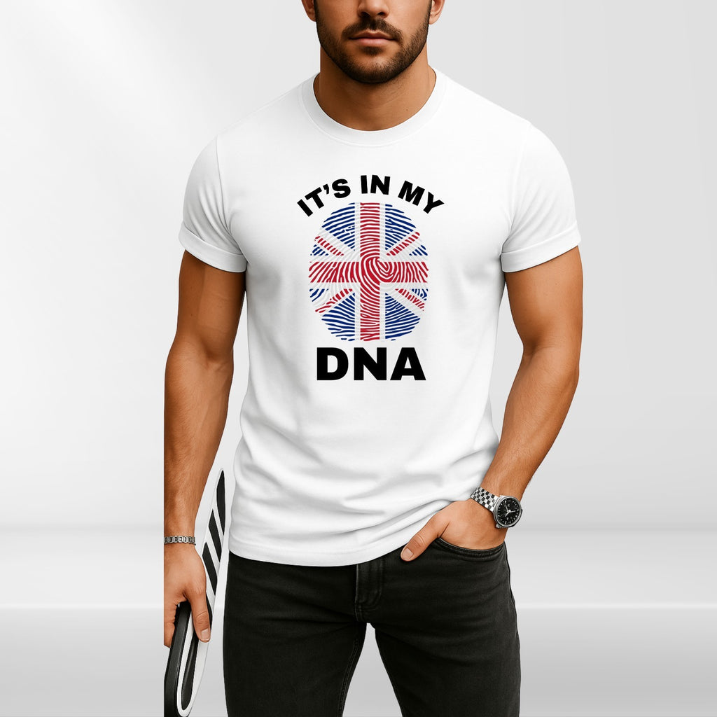 Britain Its In My DNA Funny Union Jack Flag T Shirt British Pride Unisex Cotton