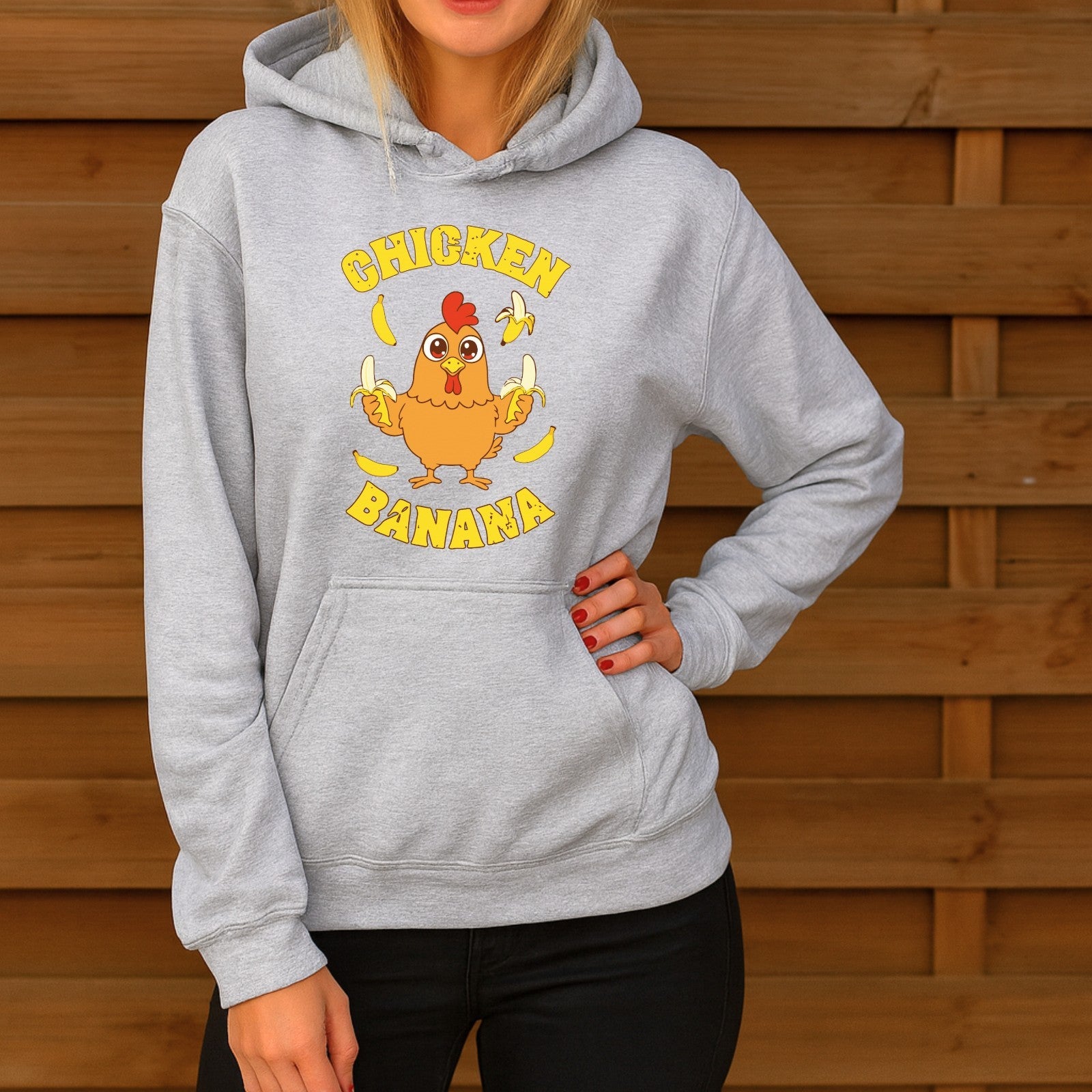 Chicken Banana Hoodie | Funny Meme Hoodie | Cute Cartoon Chicken Gift 3Y–4XL UK