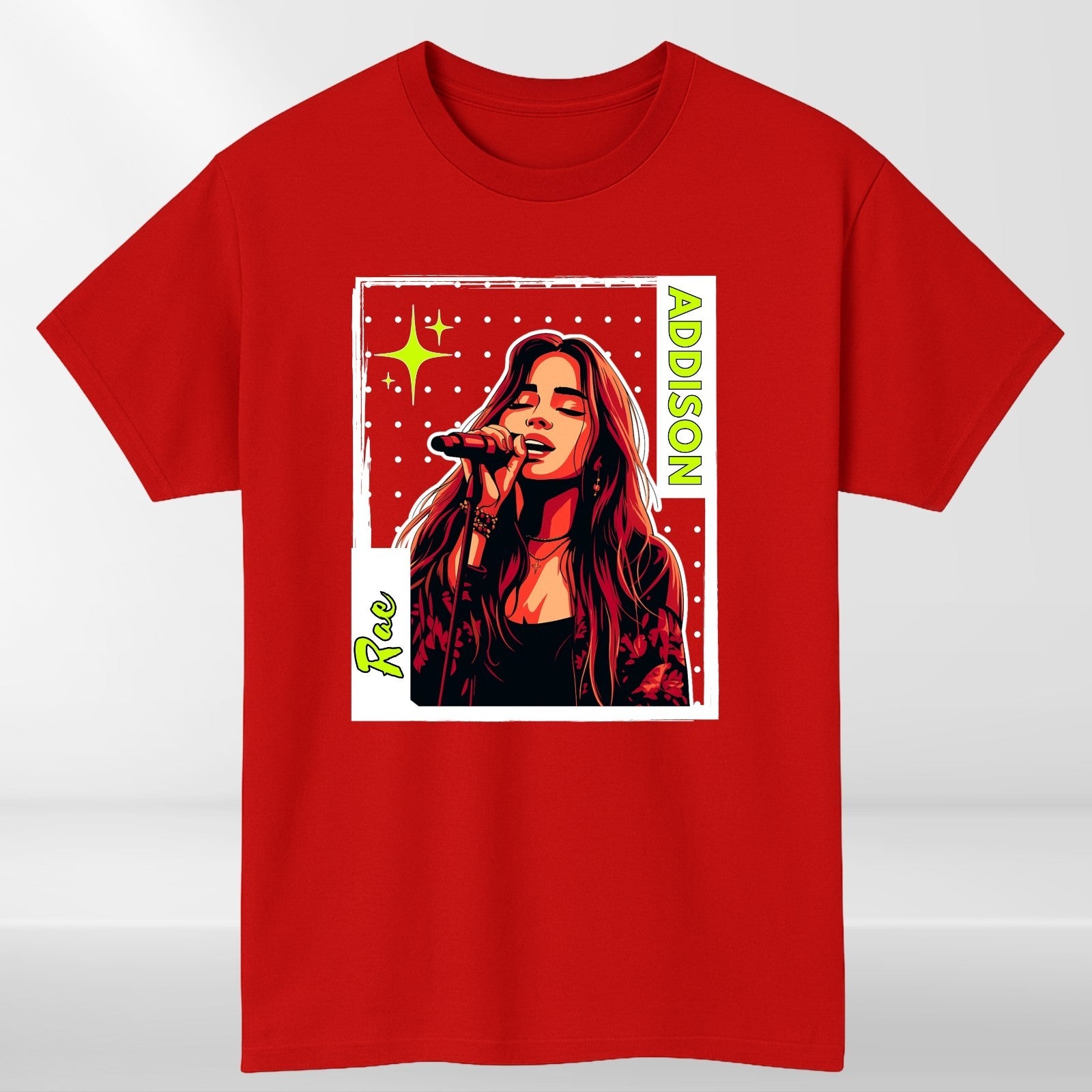 Pop Star Inspired Black & Red Graphic T-Shirt product view 5