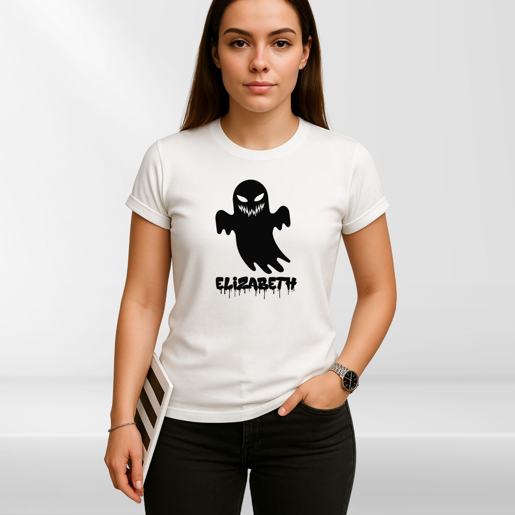 Personalised Halloween Ghost Couple T-Shirt Custom Name Spooky Scary Festive Top